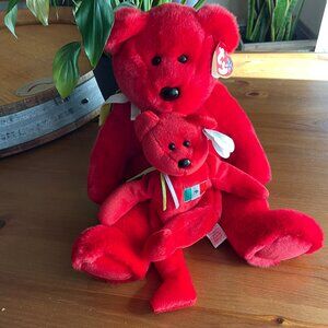 TWO Brand New Ty OSITO Beanie Baby & Buddy Bears Mexico Mexican Flag Plush